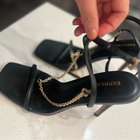 Black Express sandals, approx 4inch heel - Picture 4 of 5